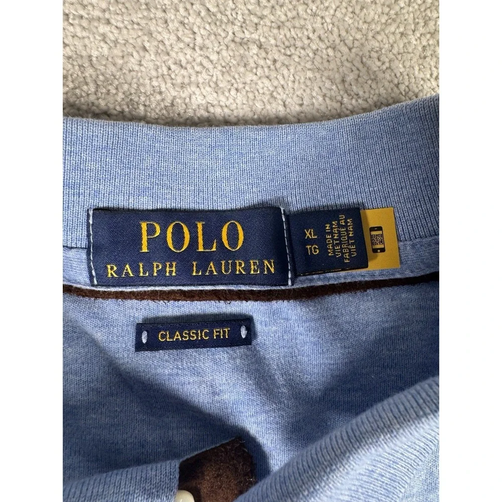 Polo Ralph‎ Lauren Men's XL Henley Heather Blue Classic fit L/S Flesh pony Boxy